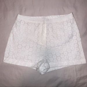 White high waisted shorts.